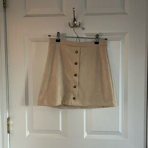 Tan Button-Front Skirt